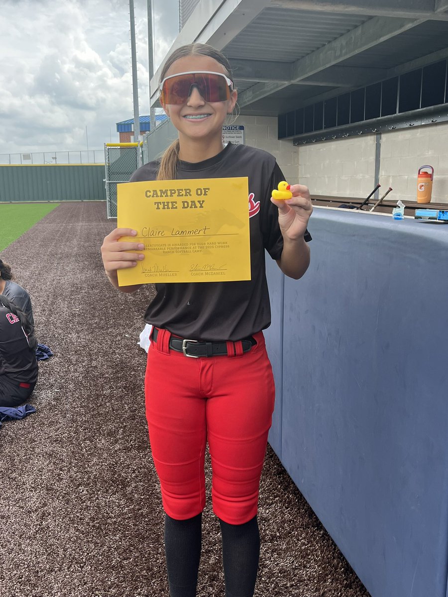 Congrats to Claire and Tinsley for earning our Big Duck of the Day at camp today.