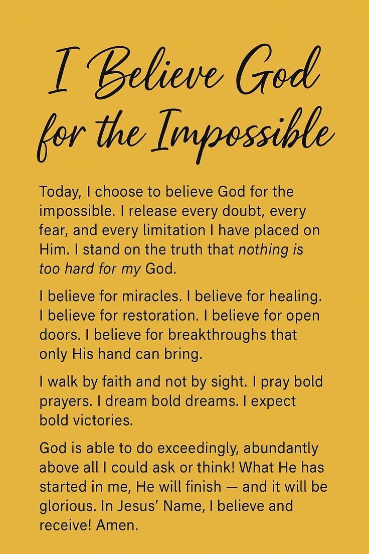 I believe God for the Impossible