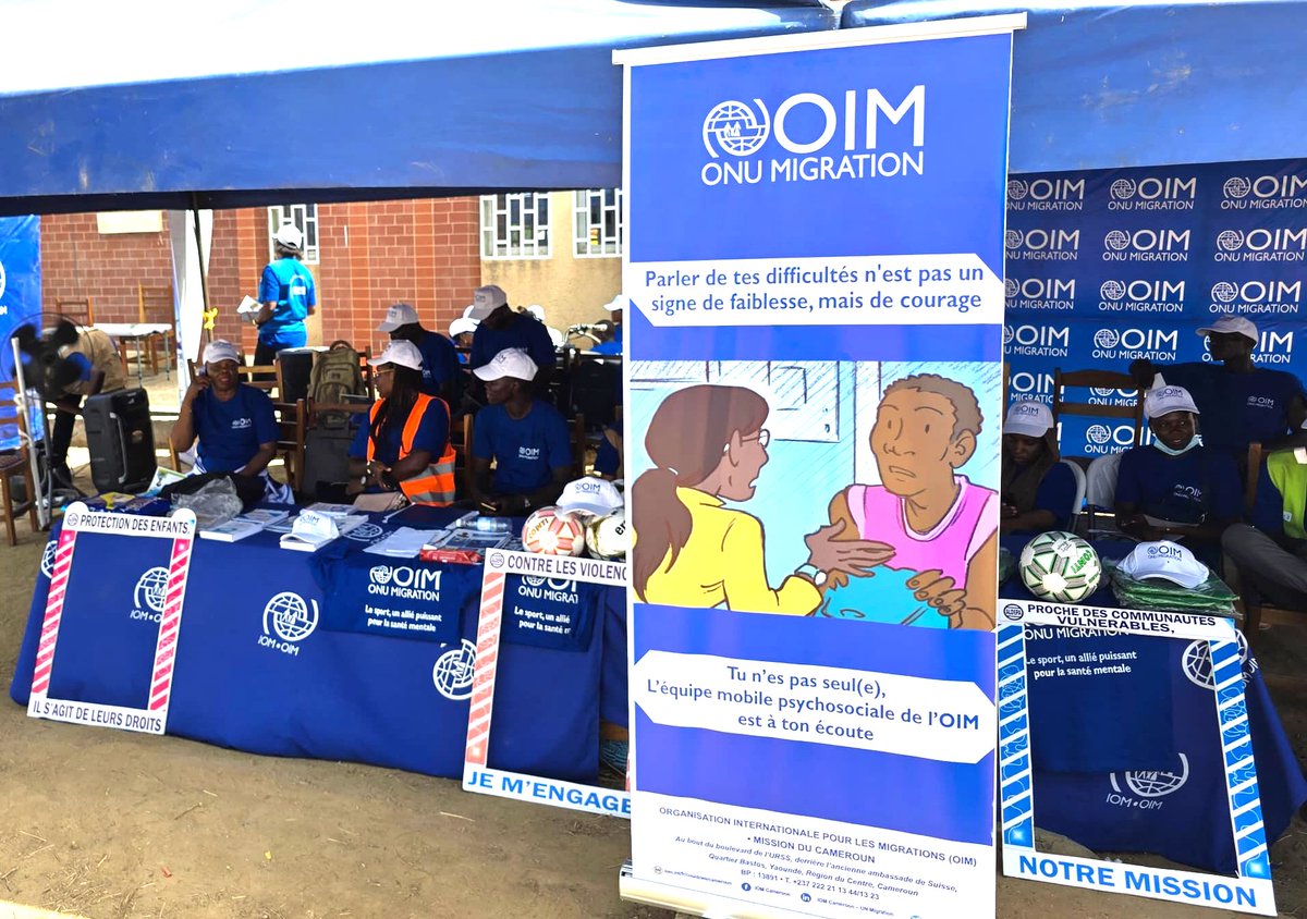 Championnat zonal 2025: L’OIM, avec le Groupe Technique de Travail en #SantéMentale de l’Extrême-Nord, a déployé un dispositif pour renforcer le bien-être mental des participants. Consultations, formations, sensibilisation et quiz pour une santé mentale renforcée étaient au menu