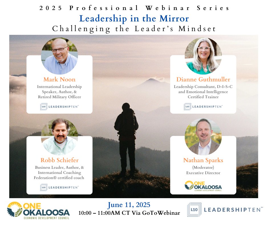 🚨 Last Chance! Our next webinar is TOMORROW!

🗓️ Leadership in the Mirror – Challenging the Leader’s Mindset
🕙 June 11 | 10:00 AM DST
🎙️ With LEADERSHIPTEN™: Mark Noon, Robb Schiefer &amp; Dianne Guthmuller

🔗 Don’t miss out – register now: attendee.gotowebinar.com/register/57465…
