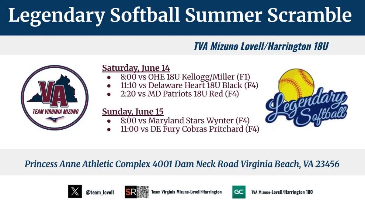 Olivia Morse (@omorse26) on Twitter photo Our schedule has dropped for this weekend! So excited to be back with the team! <a href="/team_lovell/">Team Virginia Mizuno -Lovell/Harrington 18U</a> <a href="/jenmlovell11/">Jmlovell</a> <a href="/lmtzgr/">Lee Metzger</a> <a href="/UMWSoftball/">UMW Softball</a> <a href="/Hquallsumw/">Hannah Qualls</a> <a href="/CoachEchoAllred/">Echo Allred</a> @BartonSB_CoachB <a href="/ChowanSoftball/">Chowan University Softball</a> Our schedule has dropped for this weekend! So excited to be back with the team! <a href="/team_lovell/">Team Virginia Mizuno -Lovell/Harrington 18U</a> <a href="/jenmlovell11/">Jmlovell</a> <a href="/lmtzgr/">Lee Metzger</a> <a href="/UMWSoftball/">UMW Softball</a> <a href="/Hquallsumw/">Hannah Qualls</a> <a href="/CoachEchoAllred/">Echo Allred</a> @BartonSB_CoachB <a href="/ChowanSoftball/">Chowan University Softball</a>