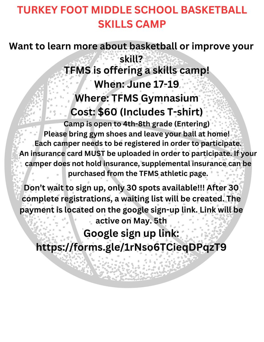 Don’t forget to sign-up for Basketball Camp! 

docs.google.com/forms/d/e/1FAI…