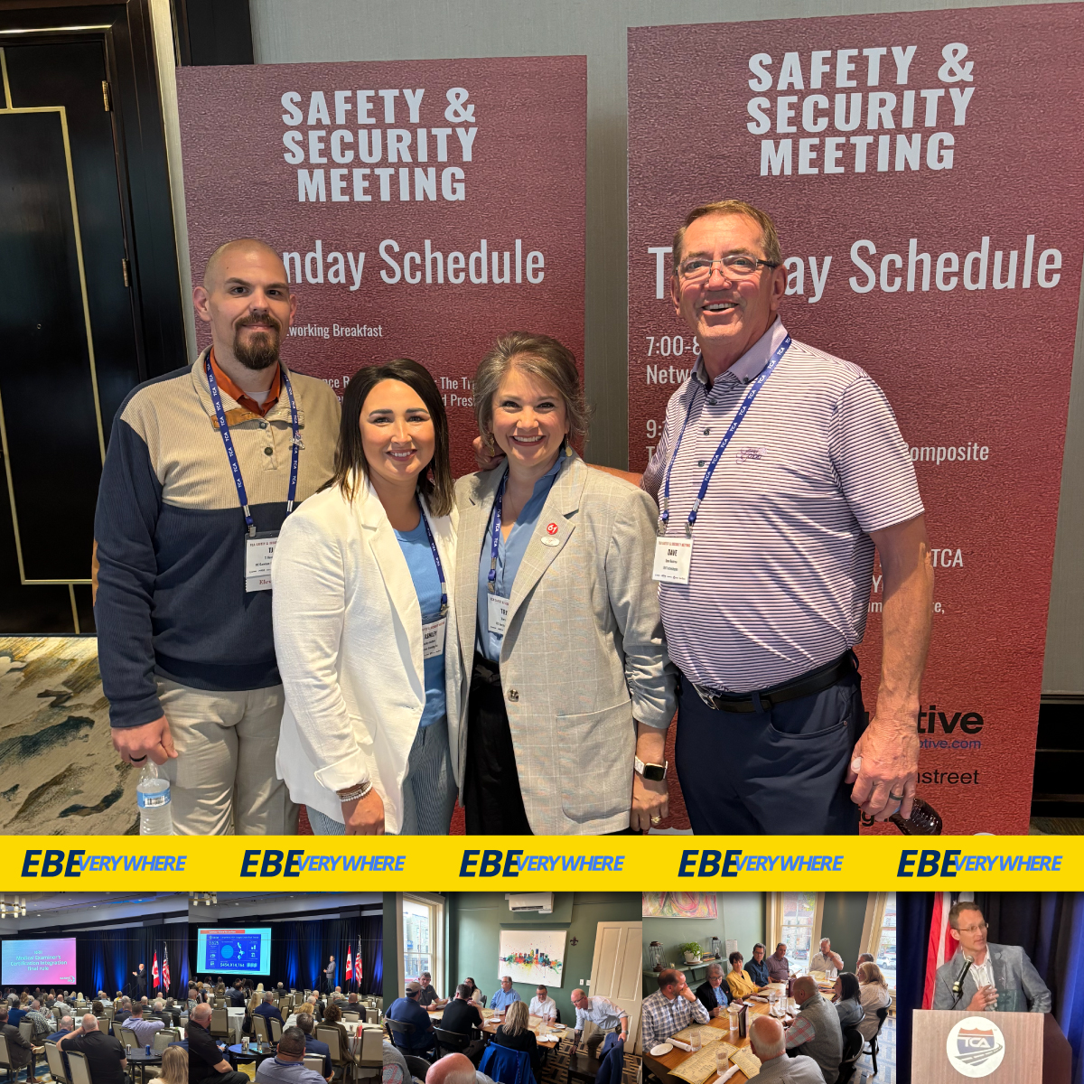 At #TCASafety in Louisville! 🚨 Proactive fleet safety is key. EBE's tools help identify risky driver behavior early, so you can act fast. Have a plan &amp; run drills! Huge congrats to Jeremy Strickland of Nussbaum Transportation, TCA Safety Pro of the Year!
#EBEverywhere