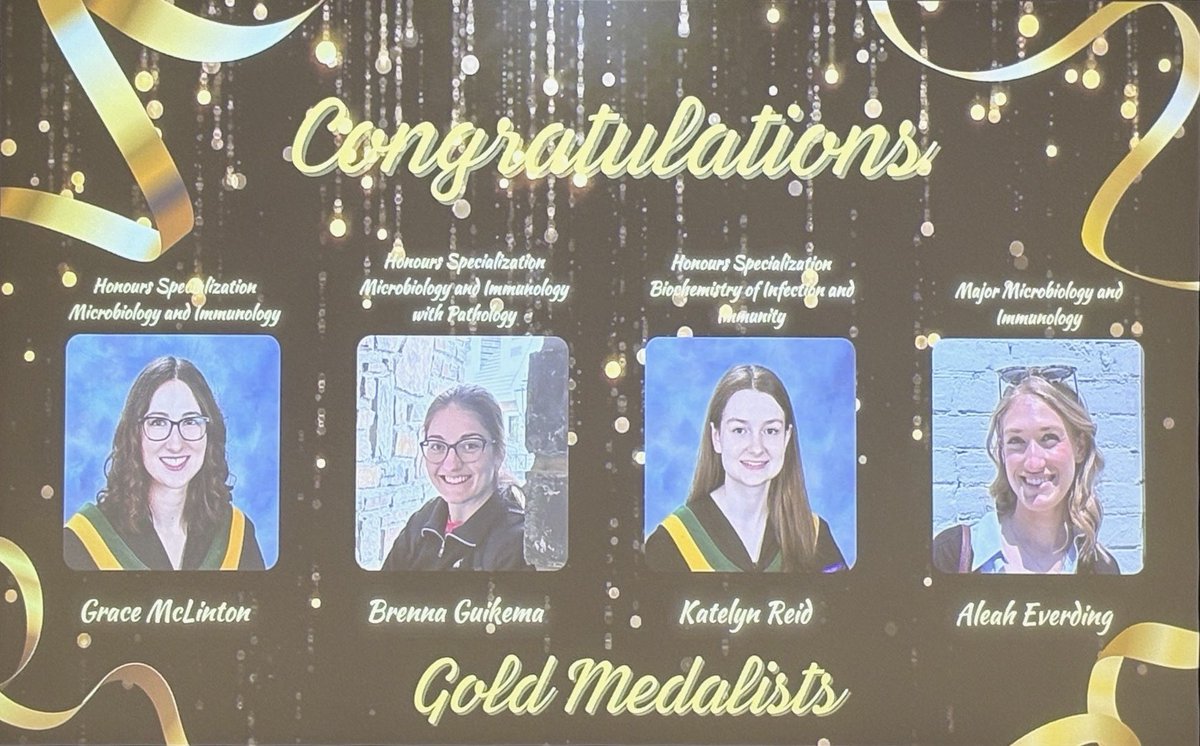 Haeryfar Lab (@haeryfarlab) on Twitter photo Congratulations to our thesis student Katelyn for winning the Gold Medal for the highest average in her program 🥳
Thank you for all of your work in the lab!!
<a href="/WesternU/">Western University</a> <a href="/SchulichMedDent/">Schulich WesternU</a> <a href="/westernuMNI/">Microbiology & Immunology</a> Congratulations to our thesis student Katelyn for winning the Gold Medal for the highest average in her program 🥳
Thank you for all of your work in the lab!!
<a href="/WesternU/">Western University</a> <a href="/SchulichMedDent/">Schulich WesternU</a> <a href="/westernuMNI/">Microbiology & Immunology</a>