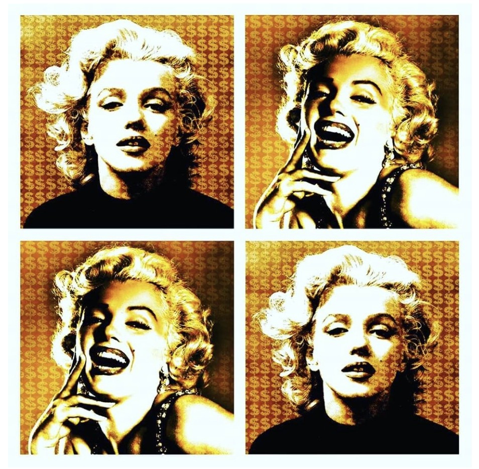 Art drop into #LaFattoria - its been a while but always feels like a home from home. 
Marilyn pure &amp; raw Gold disruptive Artist's proof alongside a 2012 print of Du$ter $lave$ a nod to the hard work that goes into this place in the ❤️ of Chester
#popart #uk🇬🇧 #italy🇮🇹 #chester