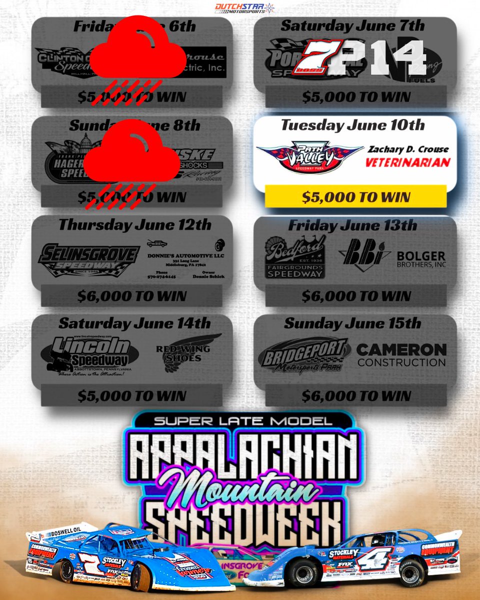 RossRobinsonRacing (@rracing7) on Twitter photo ๐ฅRoss and Amanda have an Appalachian Mountain Speed Week ๐ฅ๐๐๐ ๐๐๐ฌ tonight at <a href="/PVSpeedway/">Path Valley Speedway</a>
๐๏ธGates: 4PM
๐Warmups: 6PM
๐บ <a href="/FloRacing/">FloRacing</a>
๐ฑ <a href="/MyRacePass/">MyRacePass</a> ๐ฅRoss and Amanda have an Appalachian Mountain Speed Week ๐ฅ๐๐๐ ๐๐๐ฌ tonight at <a href="/PVSpeedway/">Path Valley Speedway</a>
๐๏ธGates: 4PM
๐Warmups: 6PM
๐บ <a href="/FloRacing/">FloRacing</a>
๐ฑ <a href="/MyRacePass/">MyRacePass</a>