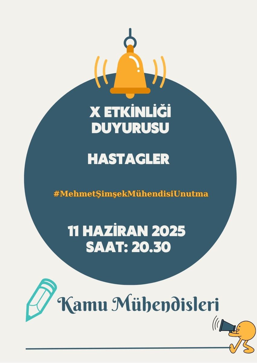 TWITTER ETKİNLİĞİ

Değerli arkadaşlar,

Kamu mühendislerinin sorunlarını ve taleplerini içeren dosyamız bugün Hazine ve Maliye Bakanı Mehmet Şimşek’e bir arkadaşımız tarafından elden teslim edilmiştir.

Şimdi bu adımı daha da görünür kılmak ve sesimizi güçlü bir şekilde duyurmak