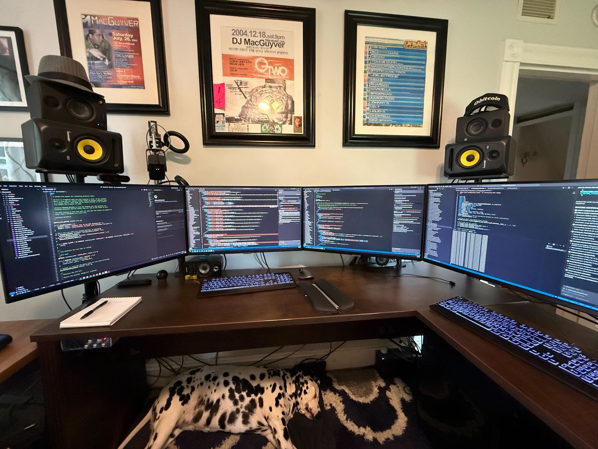 I now have 4 AI Agents  working on projects at the same time! I also have a very sleepy puppy  named "Lola" that is watching over them. I hope she doesn't miss  anything?