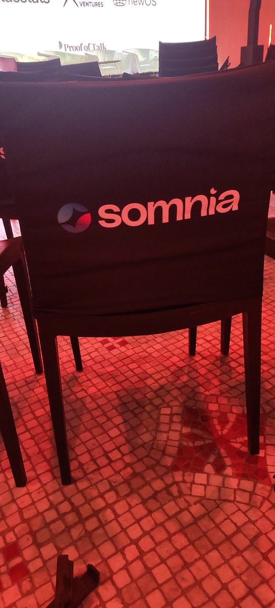 At proof of talk for the next couple of days. Somnia is everywhere. Even on the back of the chairs 😅.

Doing a talk on how we need to make Blockchain invisible to end users tomorrow.

Stay with Somnia 💙