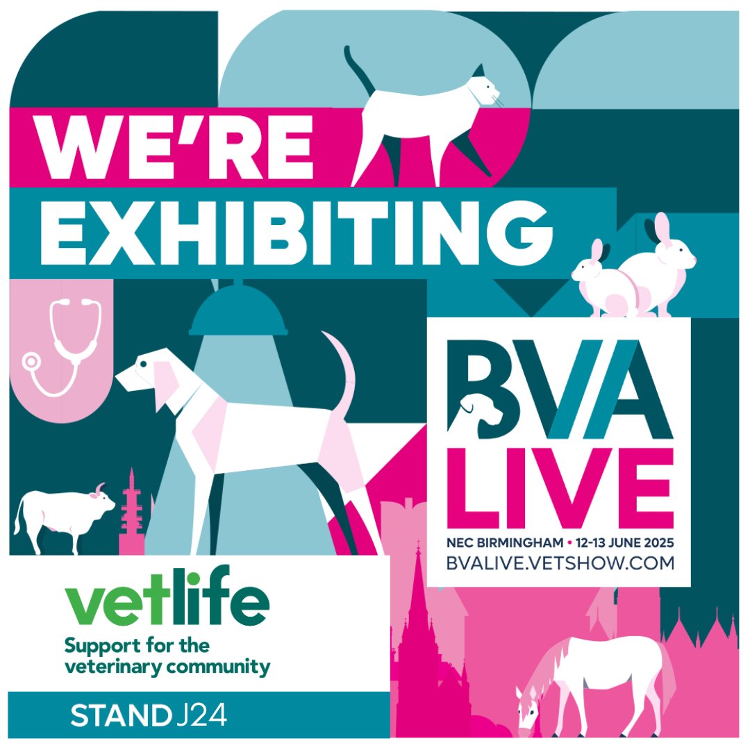 We’re excited to be at #BVALive this week! 🎉

Visit us at stand J24 for free resources + exclusive Vetlife goodies.

Join us Fri 13th, 12:30pm in the Wellbeing Hub to hear about #TourDeVetSchool - Oscar Sinfield’s 1,000+ mile ride visiting all 12 UK vet schools for Vetlife! 🚴‍♂️