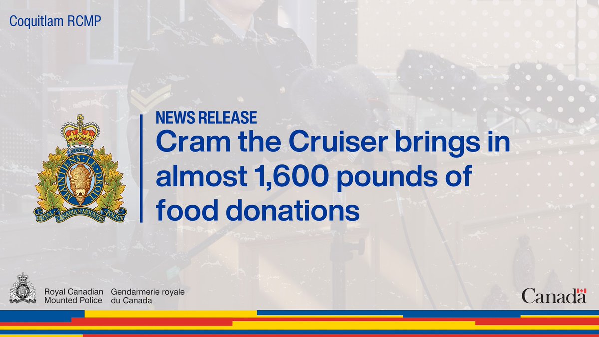 #CoquitlamRCMP helped collect 1,590 pounds of food as well as $1,727.30 in cash donations in support of the <a href="/SHARESociety/">SHARE Society</a> during two #CramTheCruiser events last week. We want to extend a heartfelt thank you to the community for their generosity and support, helping those in need.