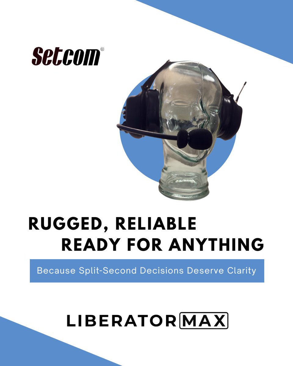 Setcom's tweet image. The LiberatorMAX delivers instant, hands-free communication with no pairing, no base station required, and no downtime.

Just power on and get to work—clarity and reliability, right out of the box.
#LiberatorMAX #IndustrialComms #HandsFreeComms #Setcom