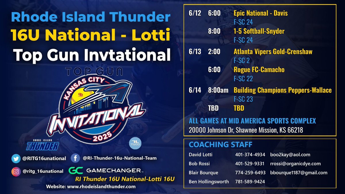 Lyla Rose 2028 (@lylarose2028) on Twitter photo Grateful for the opportunity to play with <a href="/RITG16unational/">RI Thunder Gold 16u National- Lotti</a> this weekend in Kansas! Here is our schedule come check us out⬇️⬇️⬇️<a href="/thunderjam134/">dave lotti</a> <a href="/BobRossiRITG/">Bob Rossi</a> <a href="/LucasJ401/">Lucas J Arnold</a> <a href="/Frank_Lieto/">Frank Lieto</a> Grateful for the opportunity to play with <a href="/RITG16unational/">RI Thunder Gold 16u National- Lotti</a> this weekend in Kansas! Here is our schedule come check us out⬇️⬇️⬇️<a href="/thunderjam134/">dave lotti</a> <a href="/BobRossiRITG/">Bob Rossi</a> <a href="/LucasJ401/">Lucas J Arnold</a> <a href="/Frank_Lieto/">Frank Lieto</a>