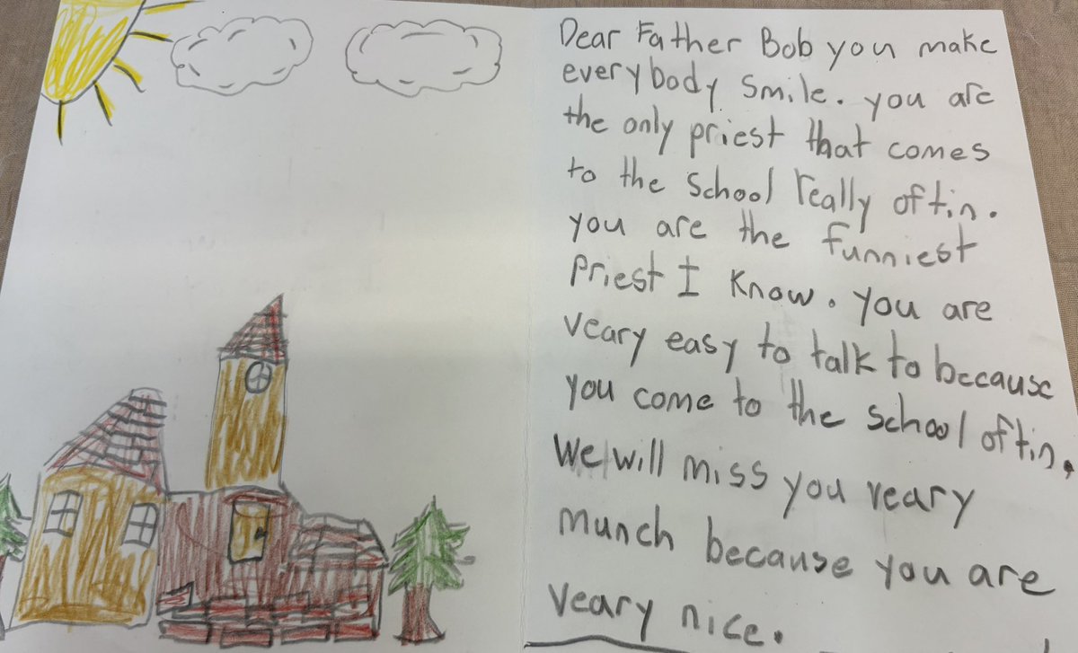 farruggio201640's tweet image. May blessings of God be upon you. Thank you for all of your years you have made an impact on our community. We have been so blessed with your guidance. Thank you for a wonderful year end mass. We will miss you  Father Bob! @StCorneDPCDSB @DPCDSBSchools