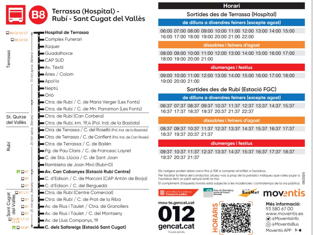 radiorubicat's tweet image. 🔴Els rubinencs que fan servir el bus B8 per anar a l&apos;Hospital de Terrassa tindran un viatge més curt a partir del 30 de juny, gràcies a un nou itinerari que evitarà el centre de la cocapital. Es guanyaran 20 minuts respecte al temps actual.

▶️radiorubi.cat/news/id/radior…

#Rubicity