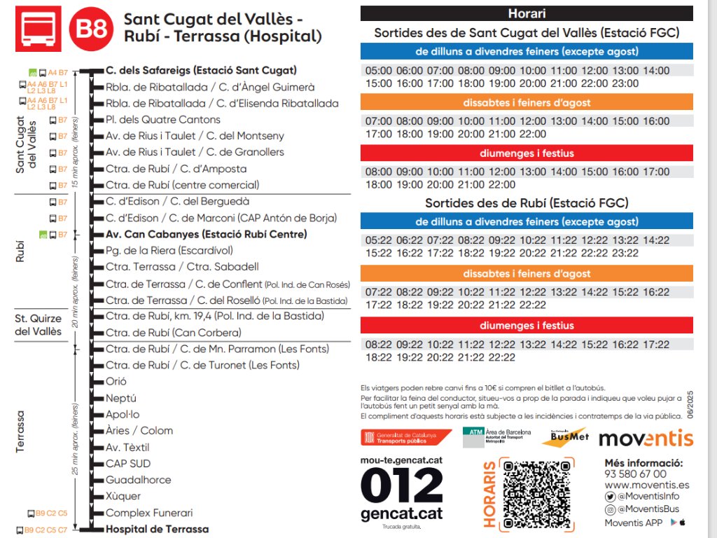 radiorubicat's tweet image. 🔴Els rubinencs que fan servir el bus B8 per anar a l&apos;Hospital de Terrassa tindran un viatge més curt a partir del 30 de juny, gràcies a un nou itinerari que evitarà el centre de la cocapital. Es guanyaran 20 minuts respecte al temps actual.

▶️radiorubi.cat/news/id/radior…

#Rubicity
