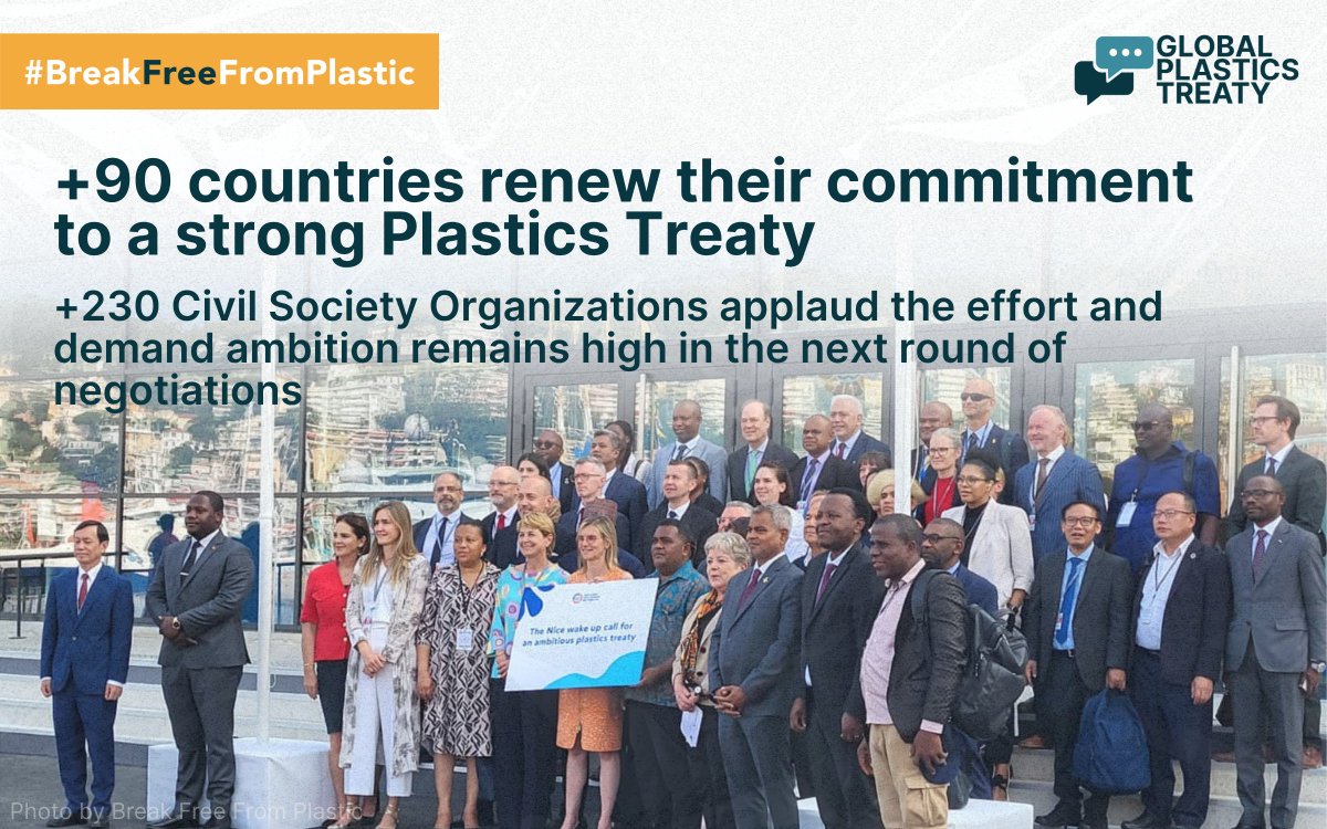 🚨Today, +230 civil society organizations welcome the renewed commitment of +90 countries to forge a binding global treaty to end plastic pollution and protect human health and the environment by addressing the full life cycle of plastics. 🌍✊
breakfreefromplastic.org/2025/06/11/nic…