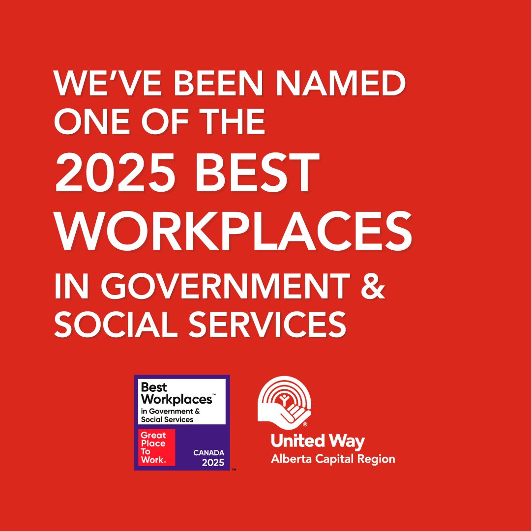 United Way of the Alberta Capital Region (@myunitedway) on Twitter photo Big news: We've been named one of the 2025 Best Workplaces in Government & Social Services by <a href="/GPTW_Canada/">Great Place to Work Canada</a>!
Together, we're building a workplace where people are respected, supported, and empowered to create lasting change.
Grateful. Proud. Inspired.
myunitedway.ca/careers/ Big news: We've been named one of the 2025 Best Workplaces in Government & Social Services by <a href="/GPTW_Canada/">Great Place to Work Canada</a>!
Together, we're building a workplace where people are respected, supported, and empowered to create lasting change.
Grateful. Proud. Inspired.
myunitedway.ca/careers/
