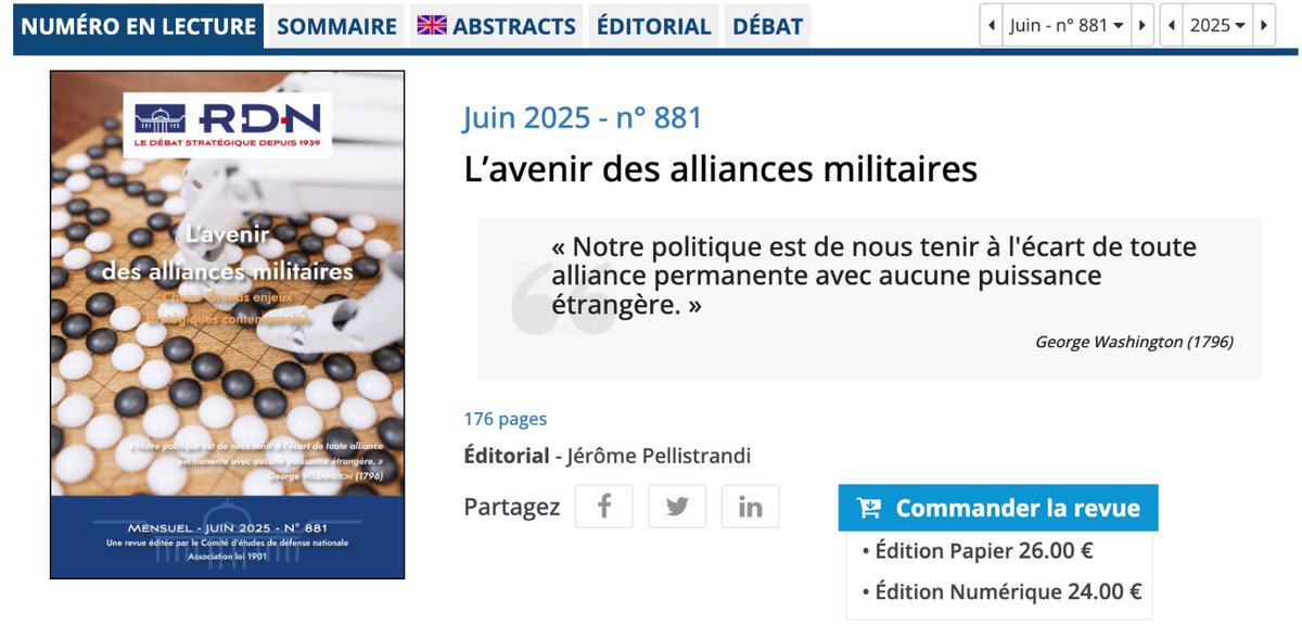 Olivier Schmitt (@olivier1schmitt) on Twitter photo The second one, in French, is published by <a href="/Defnat/">Revue Défense Nationale</a> and adresses the issue of credibility and reliability of alliances.
It is based on my talk at <a href="/ChaireStrategie/">Chaire Grands Enjeux Stratégiques Contemporains</a> last February and it is in a special issue on the future of alliances.
defnat.com/revue-defense-âŠ
2/ The second one, in French, is published by <a href="/Defnat/">Revue Défense Nationale</a> and adresses the issue of credibility and reliability of alliances.
It is based on my talk at <a href="/ChaireStrategie/">Chaire Grands Enjeux Stratégiques Contemporains</a> last February and it is in a special issue on the future of alliances.
defnat.com/revue-defense-âŠ
2/
