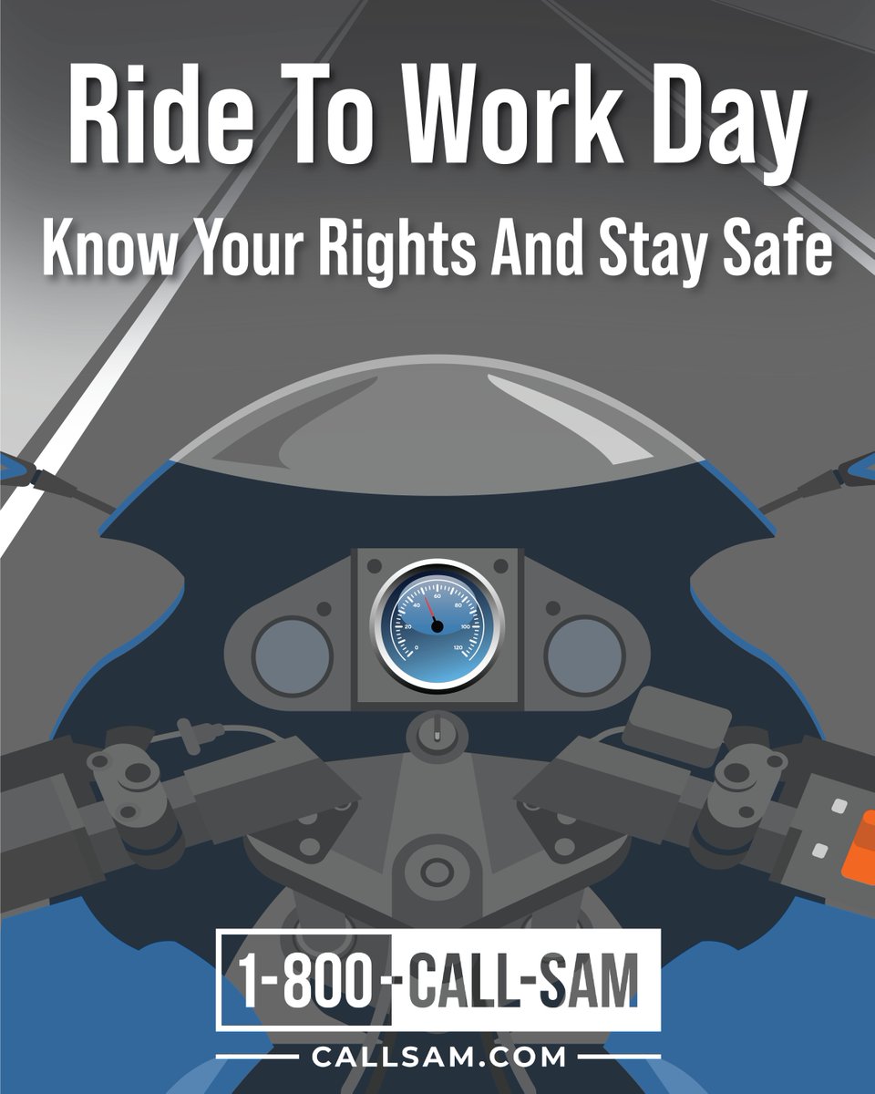 Happy Ride To Work Day! 🏍️

If you rode in this morning, please stay safe on your way home. And remember, if you or a loved one are injured in a motorcycle accident, call 1-800-CALL-SAM for a free consultation with one of our experienced motorcycle accident attorneys. ☎️