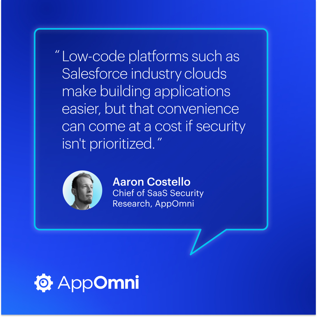 AppOmni (@appomnisecurity) on Twitter photo 🚨 OmniStudio users: AppOmni uncovered 20+ security risks facing Salesforce industry clouds.
In response, Salesforce issued 5 CVEs.
Misconfigs and design flaws = risk to access & sensitive data. ⚠️
Read the research from <a href="/ConspiracyProof/">Aaron Costello</a>: hubs.la/Q03rqQl90 🚨 OmniStudio users: AppOmni uncovered 20+ security risks facing Salesforce industry clouds.
In response, Salesforce issued 5 CVEs.
Misconfigs and design flaws = risk to access & sensitive data. ⚠️
Read the research from <a href="/ConspiracyProof/">Aaron Costello</a>: hubs.la/Q03rqQl90