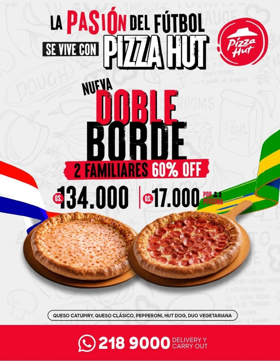 ⚽ Se viene un partidaaazo!

😋 Y qué mejor que vivirlo con un pedazo de Pizza Hut en mano.

📞 Aprovechá esta súper promo y pedilo para delivery o check out!