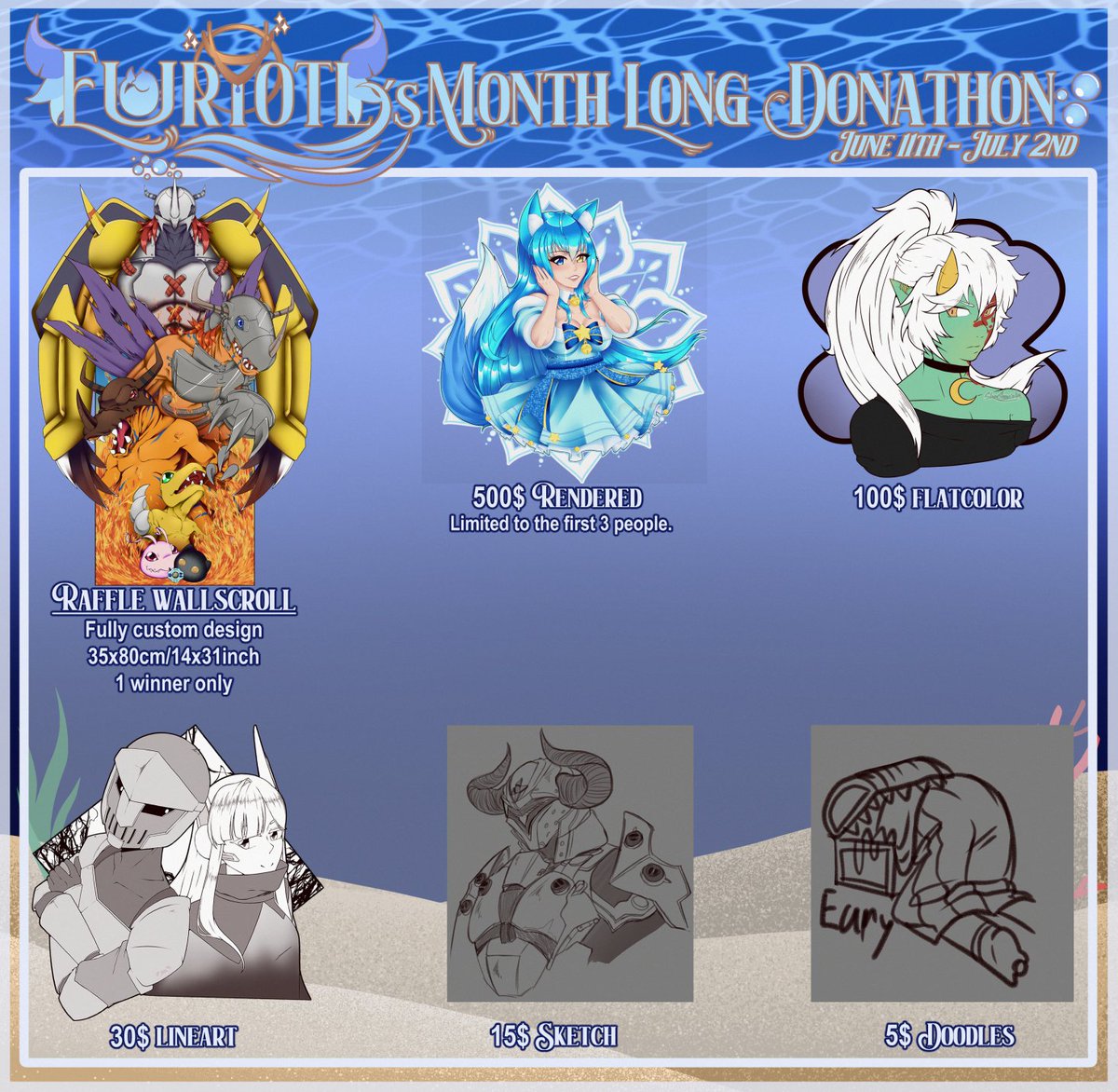 !!DONATHON ANNOUNCEMENT!!
I’m helping <a href="/euryotl/">euryotl 🩵🫧 axolotl naiad</a>, keeping this axolotl in their tank!
I’m drawing every donation.

You can donate here. Ko-fi.com/euryotl
Subs or bits sent to me will be sent to Eury.

In the panels below you’ll see rules and art refs.
Please share, thank you.