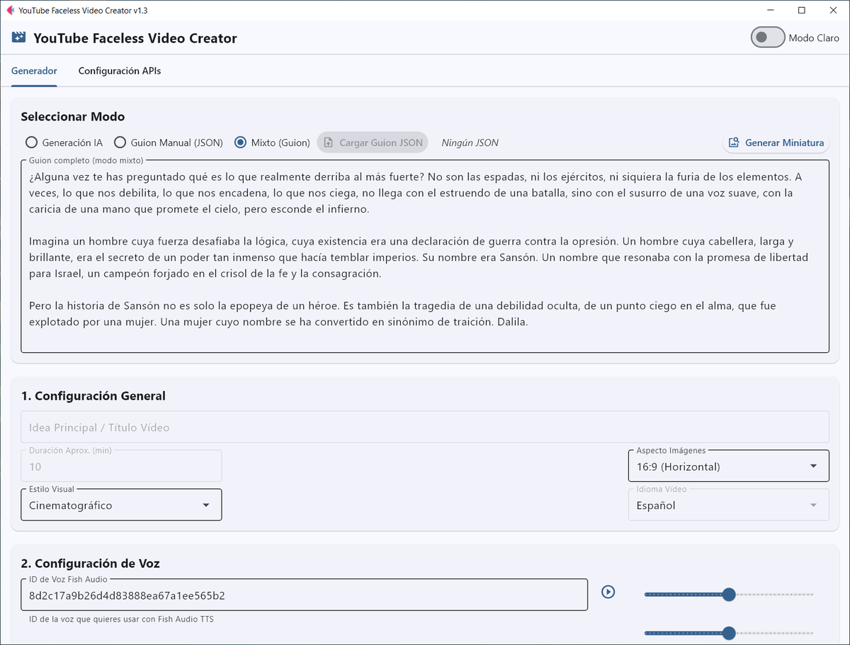 🚨 La nueva versión del auto generador de videos Faceless viene cargadita de novedades.

👉 He añadido un nuevo modo de generación de videos. Ya podemos tener un control absoluto y decidir hasta que punto queremos intervenir en la creación del video.

3 modos disponibles:

-