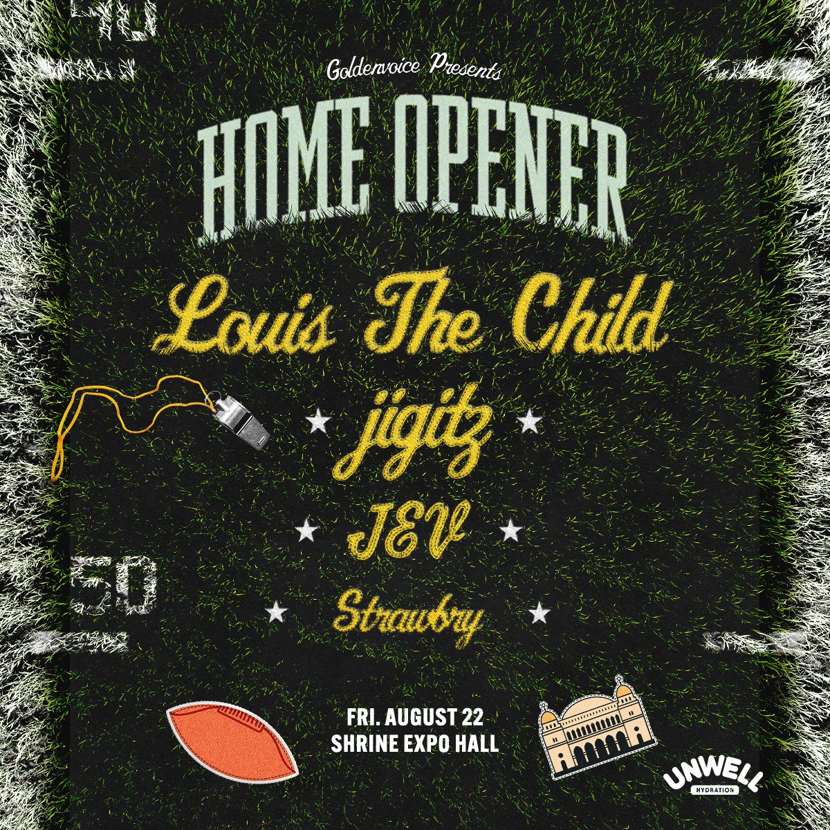 Attention class!! 📏 Home Opener is now in session and attendance is MANDATORY 📓 Presenting your first round draft picks: <a href="/LouisTheChild/">Louis The Child</a>, jigitz, JEV &amp; Strawbry 📚😎 8.22 at Shrine LA. Sign up now for presale access💥