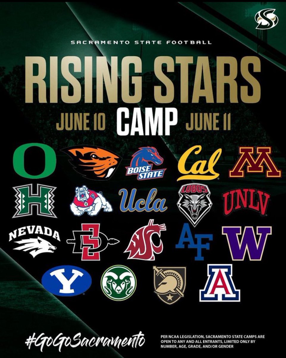I will be at the 1:15pm camp today ready to compete! <a href="/DWalls2ND/">Darrin Walls</a> <a href="/SacHornetsFB/">Sac State Football</a> <a href="/adamgorney/">Adam Gorney</a> <a href="/CJPollard1/">C.J. Pollard</a> <a href="/BrennanMarion4/">Coach Marion</a> <a href="/GMSacStateFB/">Zachary Potter 🐝</a>