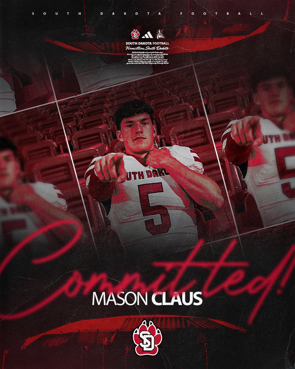 Mason Claus (@_mason_claus) on Twitter photo I want to thank my family, friends, and coaches for supporting me throughout my recruiting journey. With that being said, after a great official visit, I am blessed to announce I am committed to the University of South Dakota! #GoYotes <a href="/SDCoyotesFB/">South Dakota Football</a> <a href="/CoachTJohansen/">Travis Johansen</a> <a href="/McNutt7wr/">Marvin McNutt</a> I want to thank my family, friends, and coaches for supporting me throughout my recruiting journey. With that being said, after a great official visit, I am blessed to announce I am committed to the University of South Dakota! #GoYotes <a href="/SDCoyotesFB/">South Dakota Football</a> <a href="/CoachTJohansen/">Travis Johansen</a> <a href="/McNutt7wr/">Marvin McNutt</a>