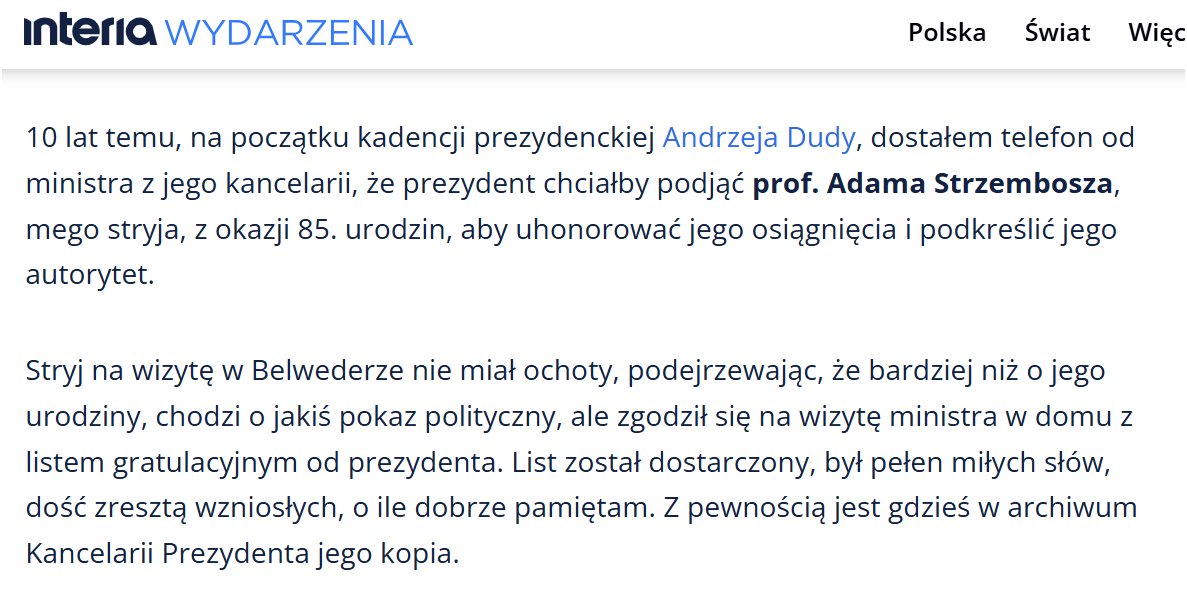 W świetle tego stwierdzenia Macieja Strzembosza zachowanie Dudy staje się jeszcze bardziej obrzydliwe.