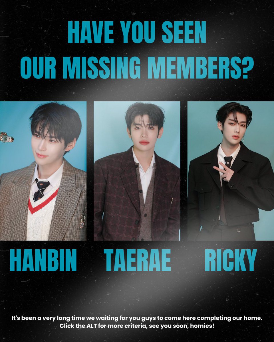 A retweet would be appreciated!

We're currently searching for our 𝘮𝘪𝘴𝘴𝘪𝘯𝘨 members, please read the ALT and leave a trace. We're also excited to announce that we're opening 𝗣𝗮𝗿𝘁𝗻𝗲𝗿𝘀𝗵𝗶𝗽 applications through the DM and SQ/OA to make friendship with us! ★