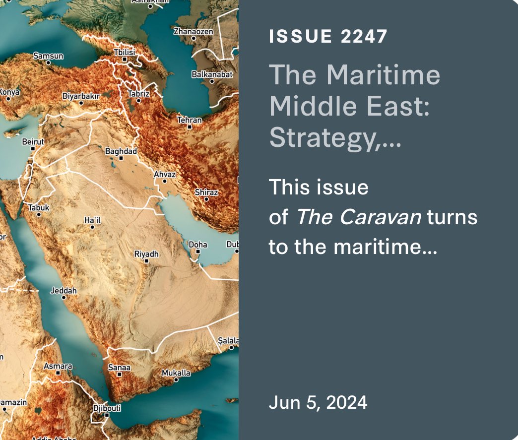 Cole Bunzel (@colebunzel) on Twitter photo New issue of <a href="/HooverInst/">Hoover Institution</a>’s “The Caravan,” focusing on the maritime Middle East, with essays by <a href="/RussellBermanSF/">Russell Berman</a>, Adm. Gary Roughhead, Adm. James Ellis, <a href="/sethcropsey/">Seth Cropsey</a>, <a href="/EhudEiran/">Ehud(Udi)Eiran</a>, <a href="/nords41/">Ryan Gingeras</a>, & <a href="/HelfontSamuel/">Samuel Helfont</a> New issue of <a href="/HooverInst/">Hoover Institution</a>’s “The Caravan,” focusing on the maritime Middle East, with essays by <a href="/RussellBermanSF/">Russell Berman</a>, Adm. Gary Roughhead, Adm. James Ellis, <a href="/sethcropsey/">Seth Cropsey</a>, <a href="/EhudEiran/">Ehud(Udi)Eiran</a>, <a href="/nords41/">Ryan Gingeras</a>, & <a href="/HelfontSamuel/">Samuel Helfont</a>