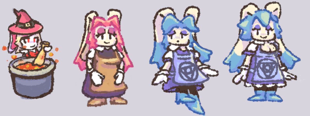 Iterations on concept art of Jade's mother, from my next game.

She is a moon rabbit who runs the apothecary in a small town on the Moon. She wants her daughter Jade to take on the family business, despite Jade's desires to follow her own dreams.

#gamedevelopment #indiedev #art
