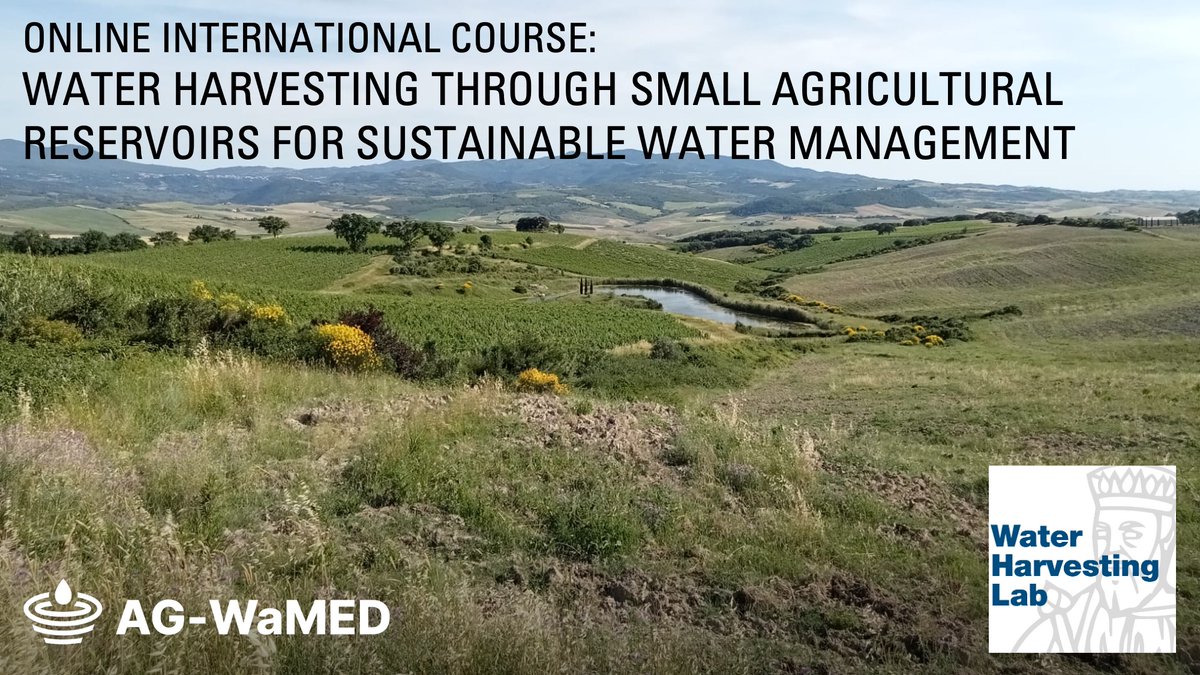 #International #Online course on Water Harvesting through Small Agricultural Reservoirs for sustainable water management - DEADLINE Extended: June 13th 2025  📆

🎓 Enroll now at the link: dagri.unifi.it/index.php?modu…

Co-organized by <a href="/PrimaProgram/">PRIMA Program Mediterranean Partnership 🇪🇺</a> project <a href="/AgWamed/">AG-WaMED PRIMA Project</a>