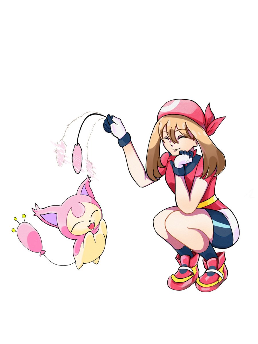 Niji_ando's tweet image. May and Skitty by me! 
#artmoots #YCH #pokemonart