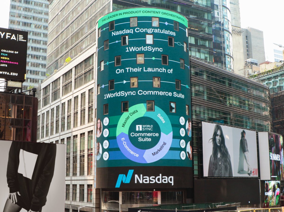 1WorldSync (@1worldsync) on Twitter photo Thank you to our friends at Nasdaq for celebrating this exciting launch with us!
Today we're introducing <a href="/1WorldSync/">1WorldSync</a> Commerce Suite. 🎉 Commerce Suite helps your teams end vendor sprawl, streamline content creation, & win the digital shelf.
Explore now: bit.ly/4dSnd1w Thank you to our friends at Nasdaq for celebrating this exciting launch with us!
Today we're introducing <a href="/1WorldSync/">1WorldSync</a> Commerce Suite. 🎉 Commerce Suite helps your teams end vendor sprawl, streamline content creation, & win the digital shelf.
Explore now: bit.ly/4dSnd1w