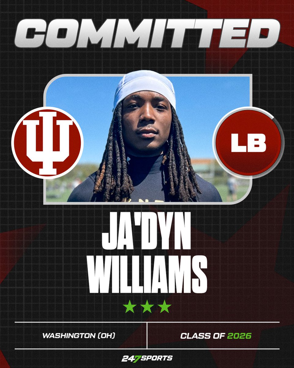 Allen Trieu (@allentrieu) on Twitter photo Indiana has received a commitment from Massillon (Ohio) Washington LB Ja’Dyn Williams.
Story from <a href="/MB_Weaver/">Matthew Weaver</a>:
247sports.com/college/indian… Indiana has received a commitment from Massillon (Ohio) Washington LB Ja’Dyn Williams.
Story from <a href="/MB_Weaver/">Matthew Weaver</a>:
247sports.com/college/indian…