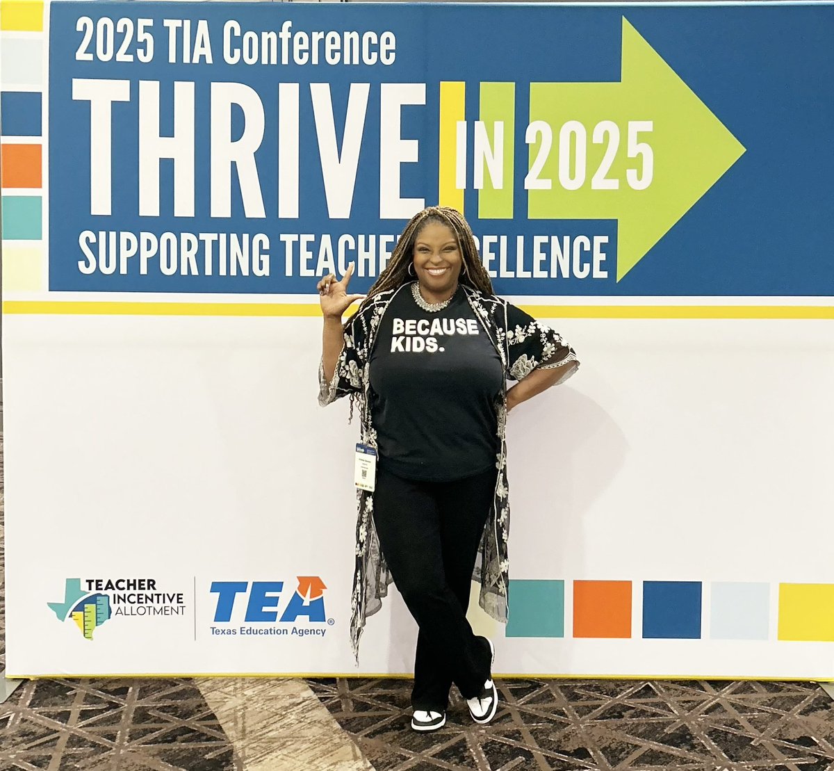 totstevenson's tweet image. Representing @LancasterISD at the 2025 TIA Conference. My shirt is a hit! #becausekids