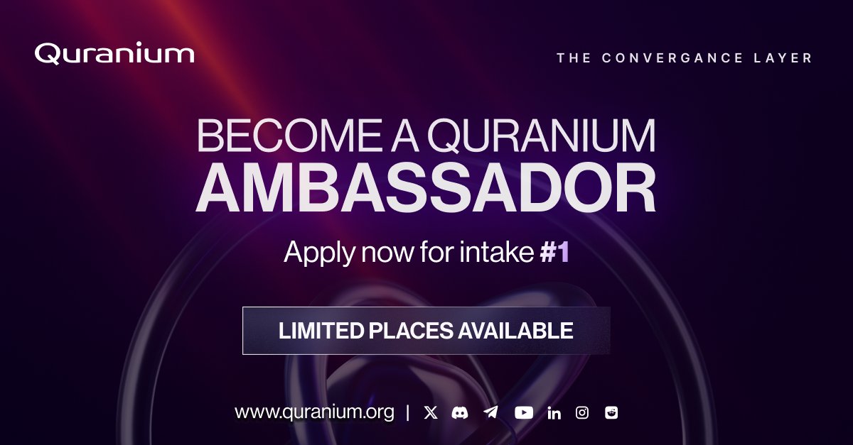 Quranium’s Ambassador Program Intake #1 is OPEN.
Spots are limited. 

Quantum-safe. AI-native. Web3 built for the future.
Early supporters don’t just join, they lead.

Early access. Early rewards. Real impact.
Backed by <a href="/animocabrands/">Animoca Brands</a>.

Apply now. Deadline: 15 June 2025
➡