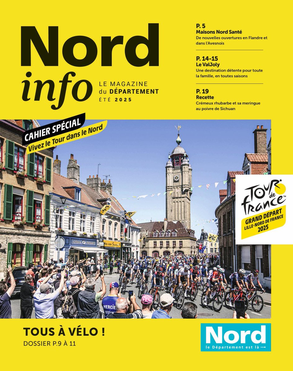 Très belle "Une" choisie par le <a href="/departement59/">Département du Nord</a> pour illustrer son magazine consacré au Tour de France ! <a href="/LeTour/">Tour de France™</a> à #Bergues