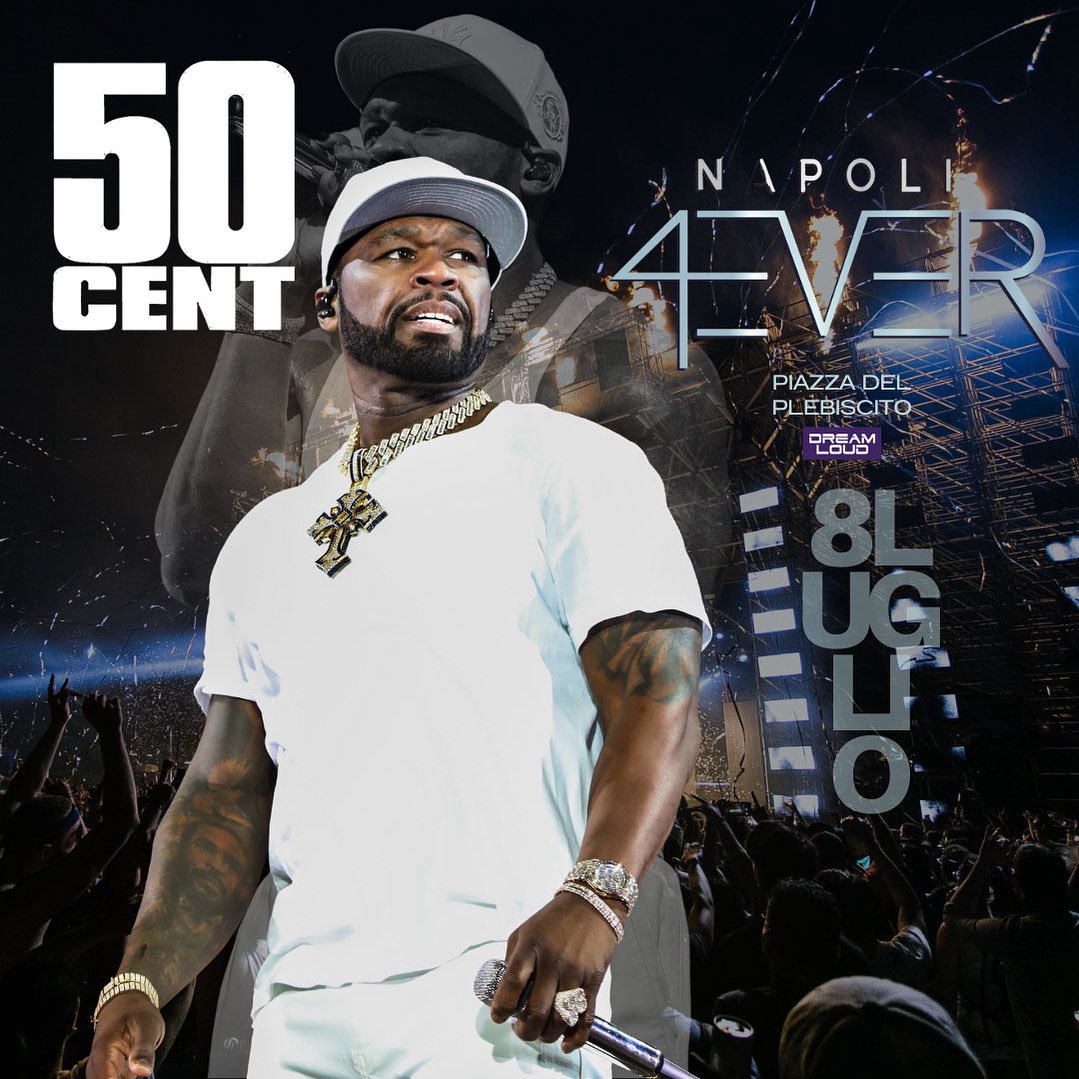 50cent's tweet image. Ciao Napoli 🇮🇹 don’t miss out on this special night at Piazza del Plebiscito for Napoli 4Ever on July 8. Sign up now to get access to the presale kicking off Wednesday June 11 at 10am. It’s gonna be a night you won’t forget 🔥