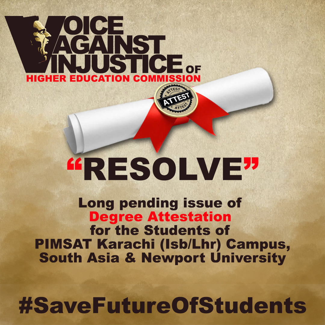 جب HEC نے خود ان جامعات کو تسلیم کیا، تو اب طلباء کیوں سزا بھگتیں؟ 2002 سے 2016 تک HEC کہاں تھا؟ 54000 طلباء کےساتھ انصاف کیاجائے!
 #StudentsFutureAtStak
<a href="/EduMinistryPK/">Ministry of Education and Professional Training</a>
<a href="/IrfanUHSiddiqui/">Senator Irfan Siddiqui</a>
<a href="/bushraanjumbutt/">Senator Bushra Anjum Butt</a> 
<a href="/hecpkofficial/">HEC Pakistan</a> <a href="/CMShehbaz/">Shehbaz Sharif</a> <a href="/PakPMO/">Prime Minister's Office</a> <a href="/DPM_PK/">Office of the Deputy Prime Minister</a> <a href="/MIshaqDar50/">Ishaq Dar</a>  <a href="/Pakistanhealth4/">Voice for Student Rights</a>