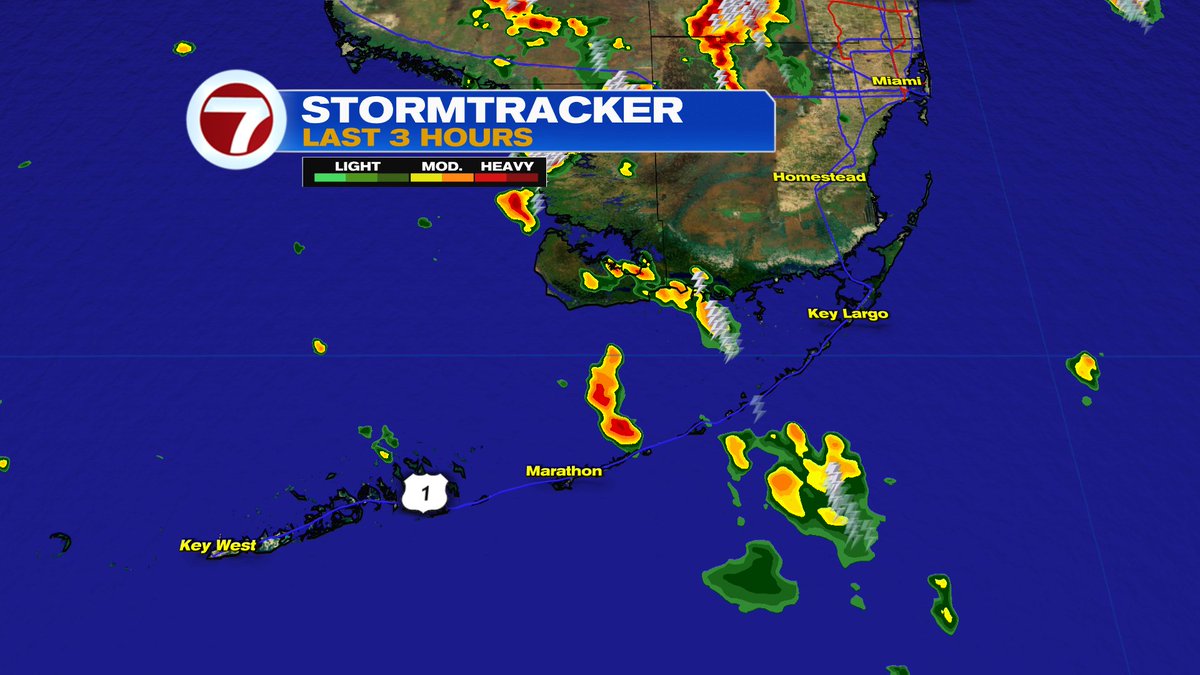 Erika Delgado (@erikadelgadowx) on Twitter photo 1:18pm - Showers & thunderstorms have mainly pushed west of metro Miami-Dade & Broward while they continue to push from SE to NW across the Upper and Middle FL Keys. <a href="/wsvn/">WSVN 7 News</a> @7weather 1:18pm - Showers & thunderstorms have mainly pushed west of metro Miami-Dade & Broward while they continue to push from SE to NW across the Upper and Middle FL Keys. <a href="/wsvn/">WSVN 7 News</a> @7weather