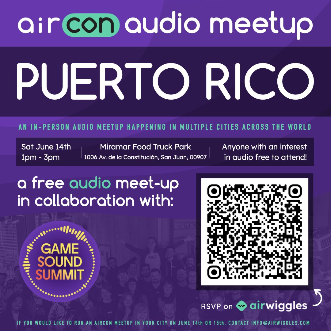 gamesoundsummit's tweet image. 🎶🎮 We have some exciting news!
We're taking part in AirWiggles’ massive game audio meetup across multiple cites across the world!
🗓 Saturday June 14th, 1:00 - 3:00 pm AST
📍 Miramar Food Truck Park
RSVP: forms.gle/75owjtYYiAKQgQ…
See you there!
#GameAudio #GameDev