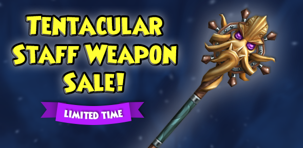 Be battle ready! ⚔️

Now through Sunday, June 15th, you can save 20% off on Tentacular Staff weapons. Don't miss out! #Pirate101