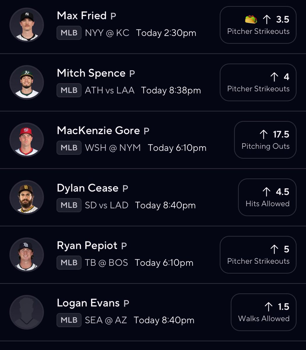 Here is my MLB PrizePicks slip with the taco today! Let’s get back to some good betting today.