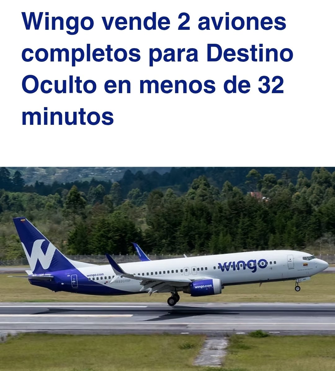 ColAeroSpotters's tweet photo. @wingo vende 2 #aviones completos para Destino Oculto en menos de 32 minutos ✈️🎉

➡️https://t.co/cdLvJ1aaYY https://t.co/3ARsUNeIyn