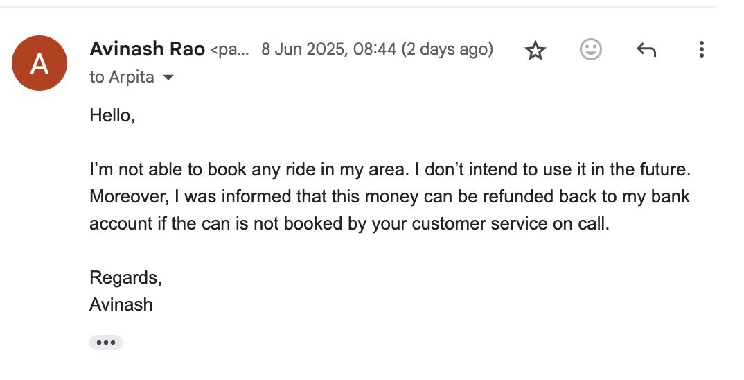 PAvinashRao's tweet image. Hey @QuickRidein, I added money only because the app required it to book a ride. But no cabs were available then—or now. I won’t be using the app anymore. Support says refund to bank isn’t possible. Why hold my money?  Please help. 🙏 #QuickRide #RefundRequest #ConsumerRights